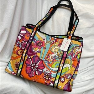 NWT Colorful Weather Resistant Smooth Feeling XL Tote w/ Pockets by Beach